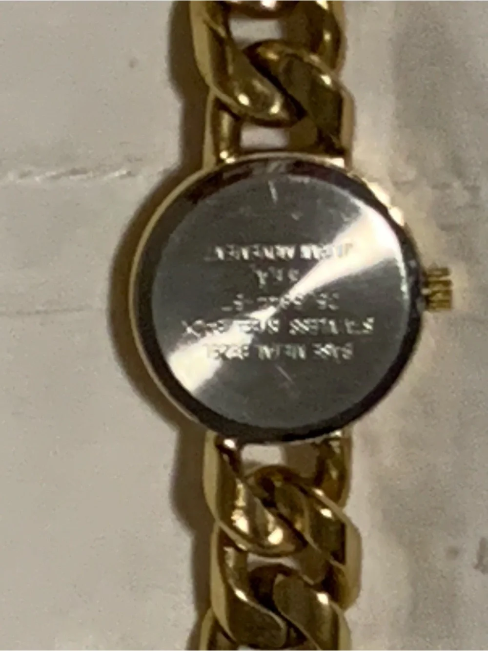 Sutton Vintage Gold-Plated Chain-Link Bracelet Watch with Mother-of-Pearl Dial